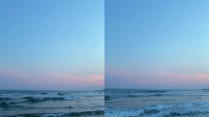 唯美傍晚下海边的海滩海浪
