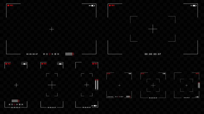 5组rec摄像机取景框（带透明通道）