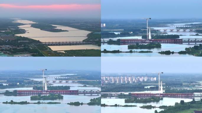 滹沱河生态区拥河发展航拍素材