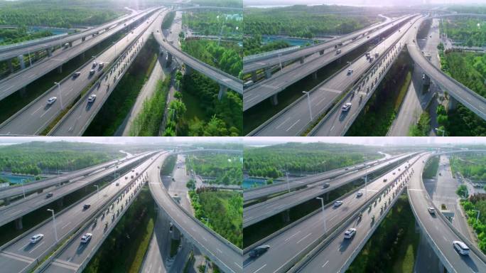 航拍郑州发达的交通系统_高架桥