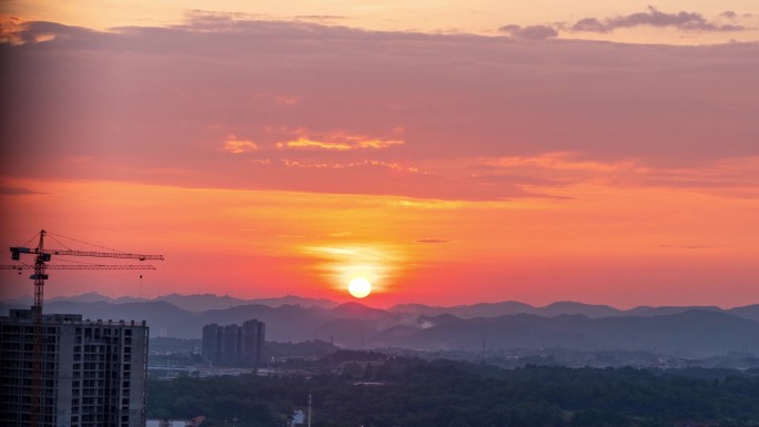 乡村风光蓝天白云天空夕阳晚霞