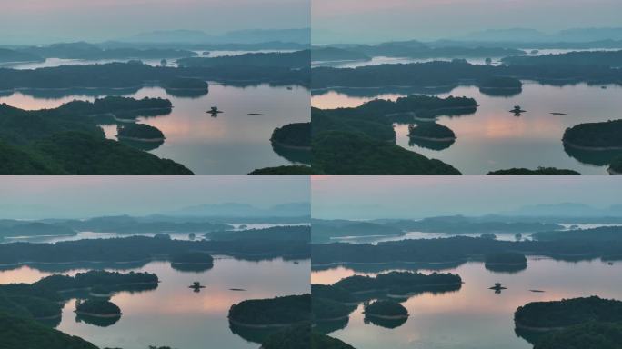 江西九江永修庐山西海夕阳航拍