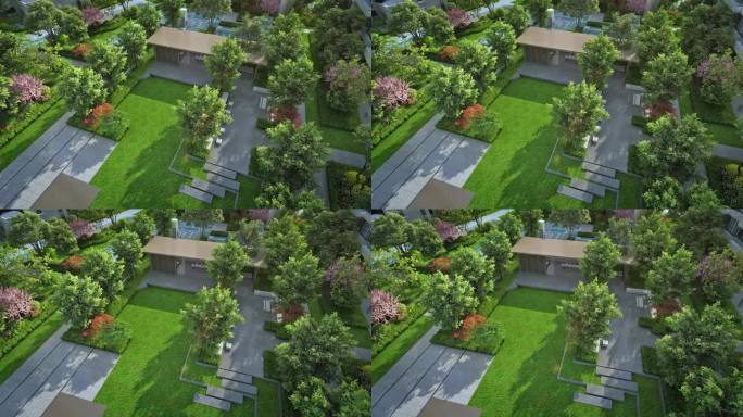 俯瞰小区中庭绿化动画素材