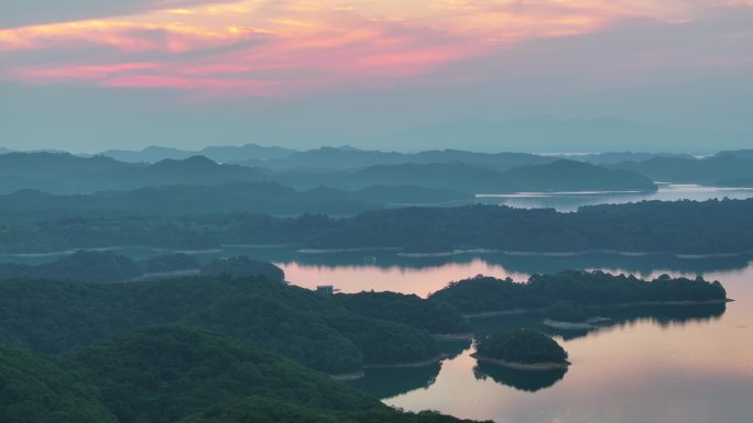 江西九江永修庐山西海夕阳航拍