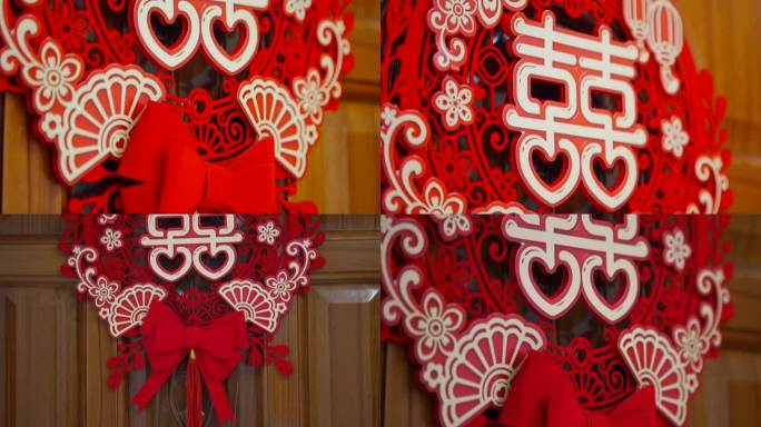 门上的蝴蝶喜字结婚装饰