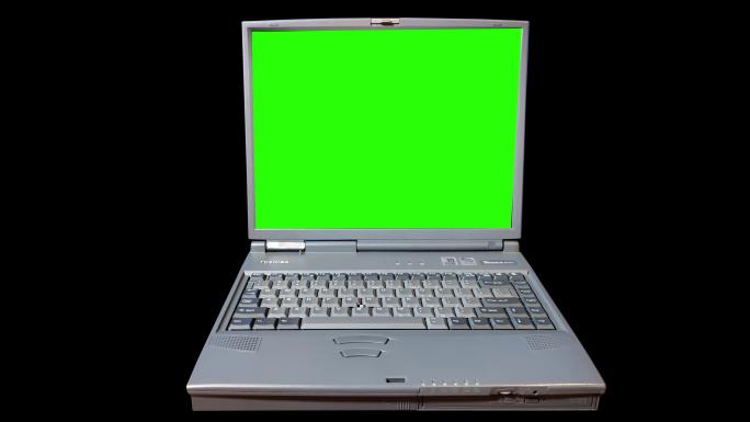 古董笔记本电脑2套绿幕抠像素材