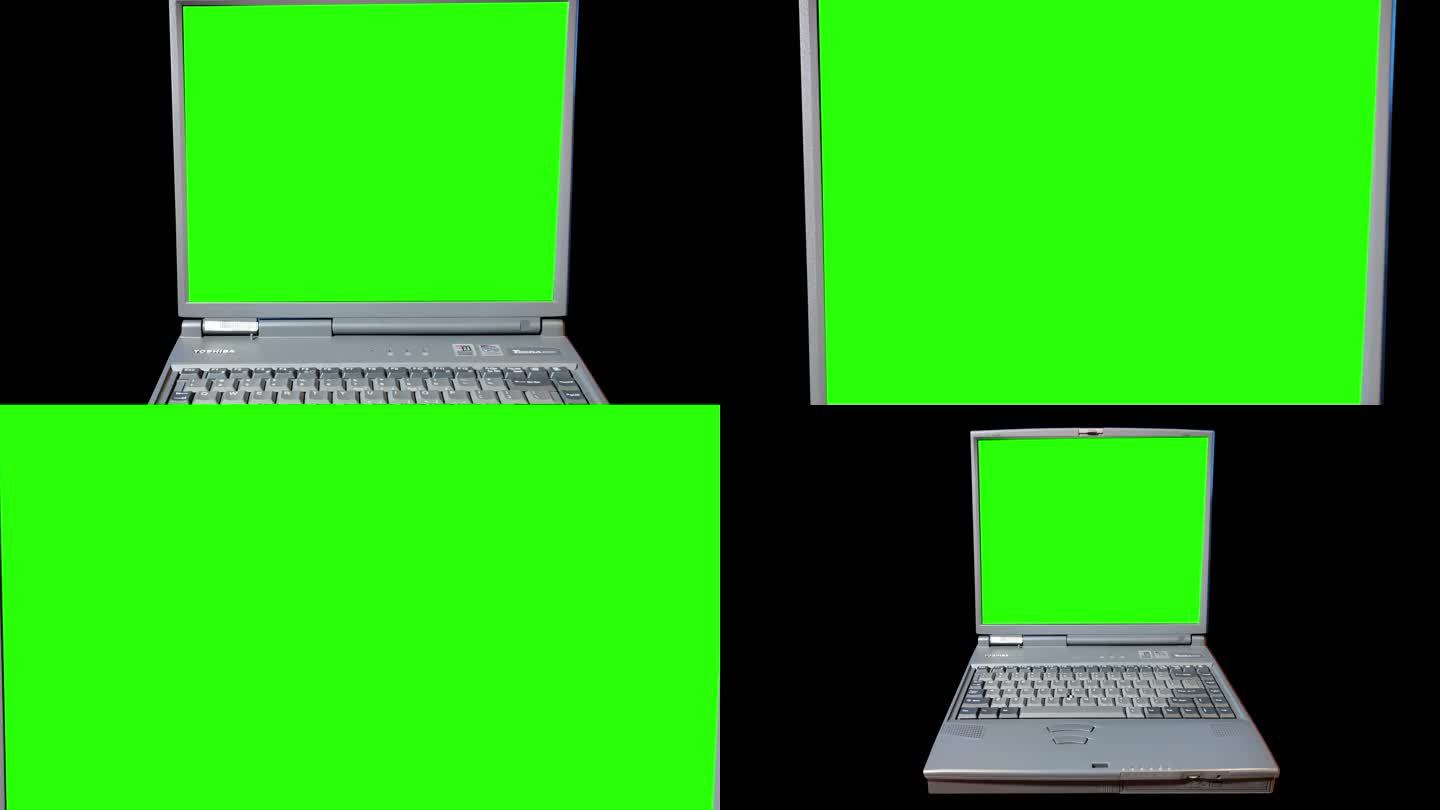 古董笔记本电脑2套绿幕抠像素材