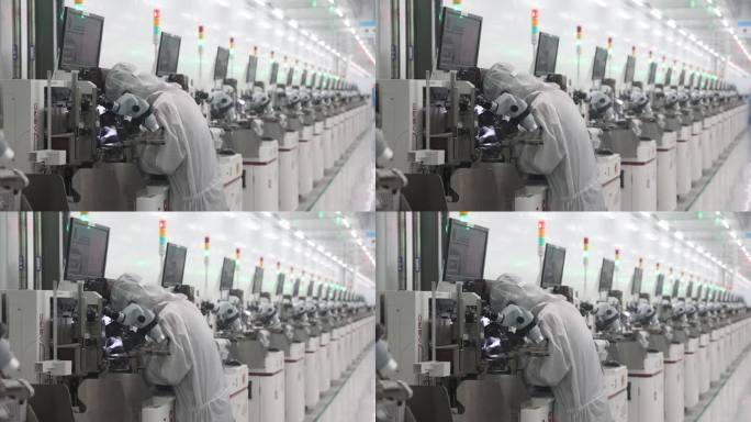 原创电子信息工厂生产线镜头