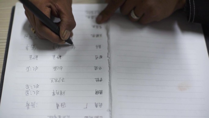 写汉字 抄作业 圆珠笔 书本 农民的双手