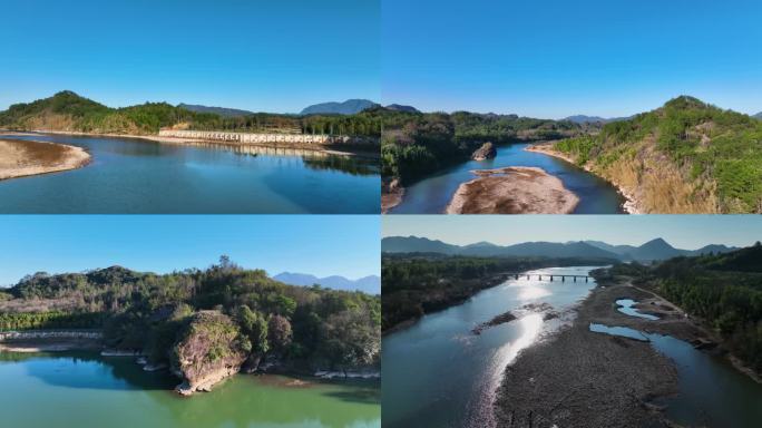 航拍鹰潭泸溪河龙虎山脚下河流山水美景旅行