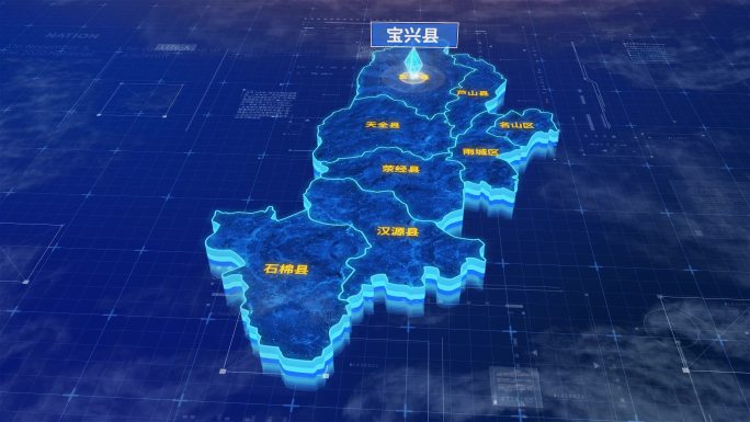 雅安市宝兴县三维蓝色科技地图