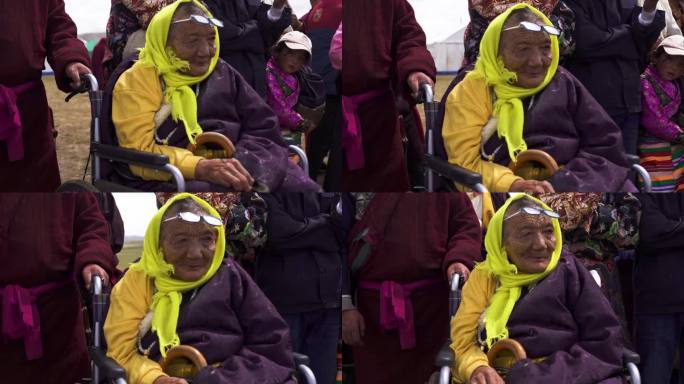 带黄色头巾的老人 尊老爱幼 藏族人的孝道