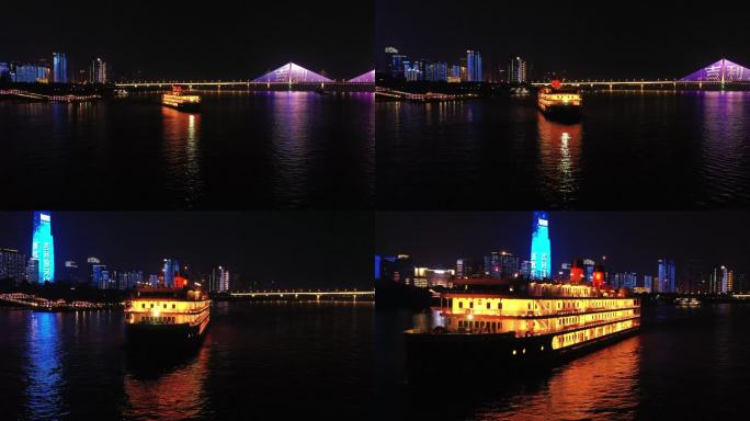 武汉夜景航拍原素材