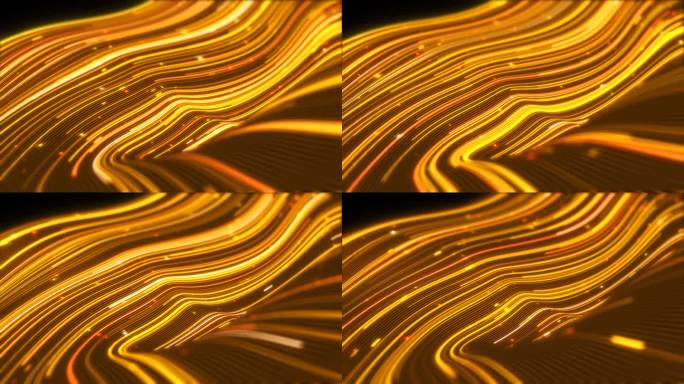 金色卷曲波浪粒子线条_alpha