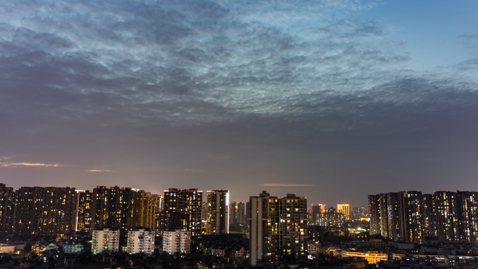 城市白天到黑夜城市天空日转夜白转黑延时