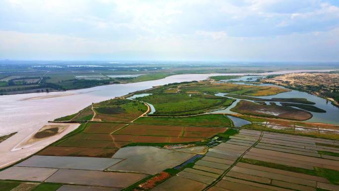 黄河平原-河滩河道湿地治理航拍