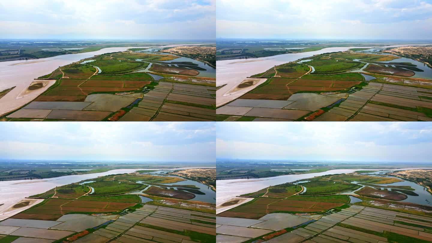 黄河平原-河滩河道湿地治理航拍