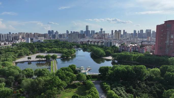 沈阳城市公园晴天航拍