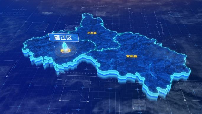 资阳市雁江区三维蓝色科技地图