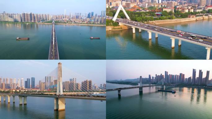 长沙湘江银盆岭大桥多角度航拍合集