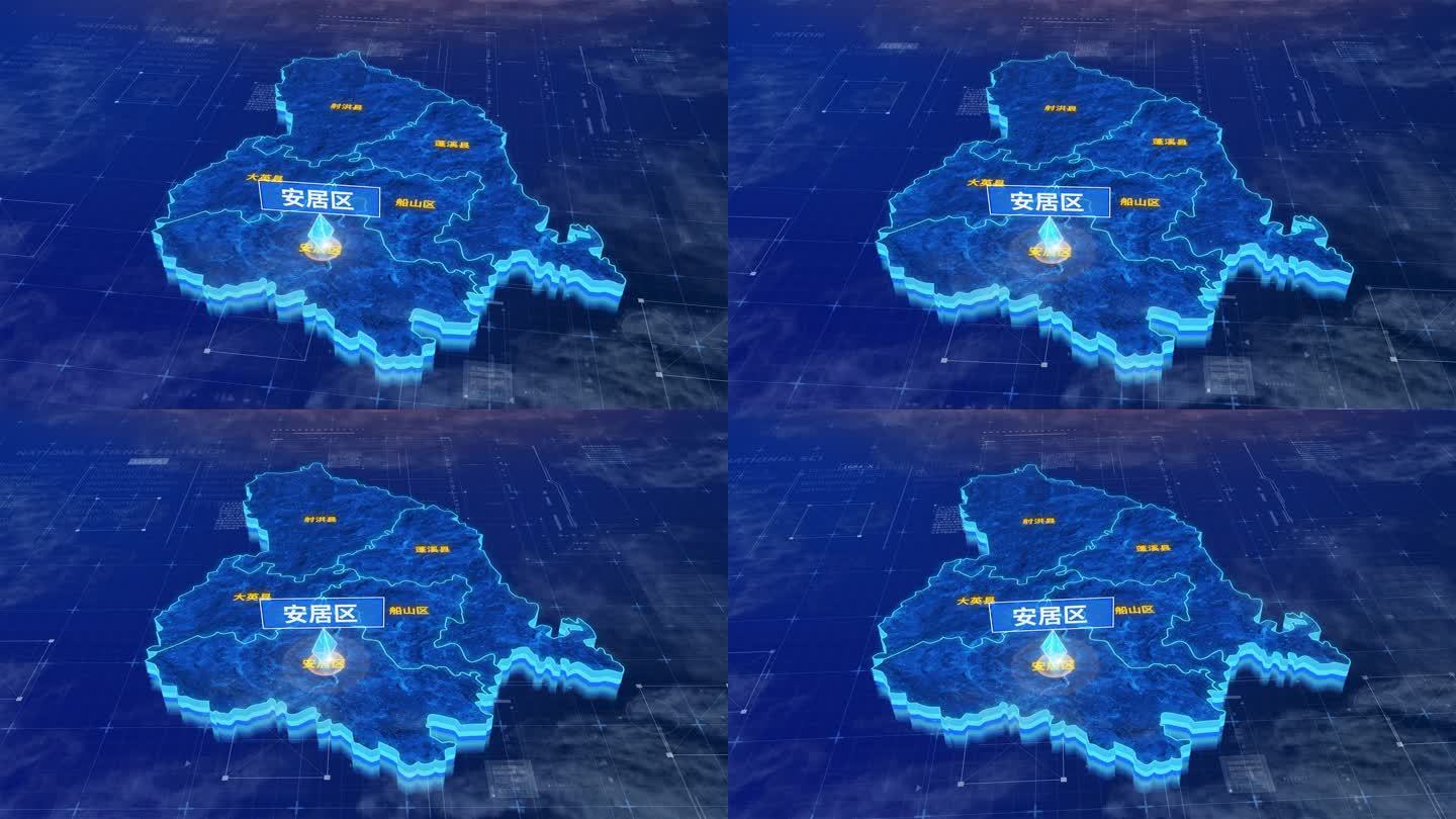 遂宁市安居区三维蓝色科技地图