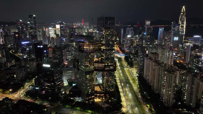 深圳后海腾讯滨海大厦夜景航拍