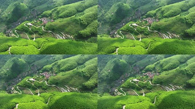 航拍山村盘山公路