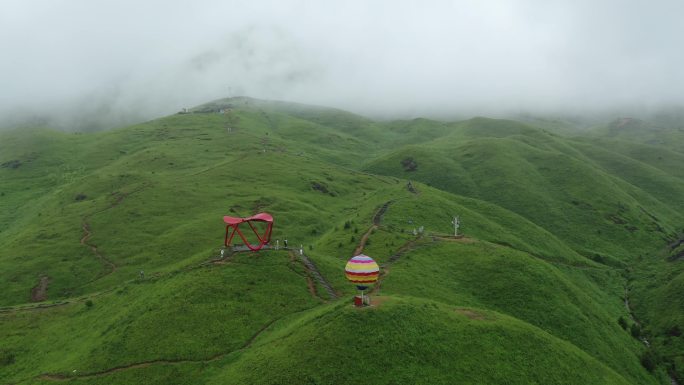 福建宁德景区草场牧区草地牧场蓝天白云云雾