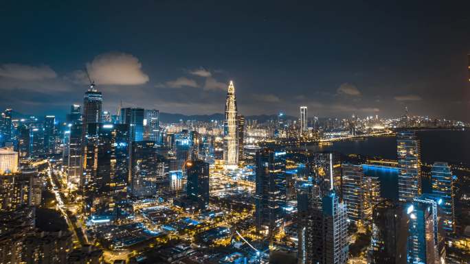 深圳南山深圳湾一号夜景延时摄影素材