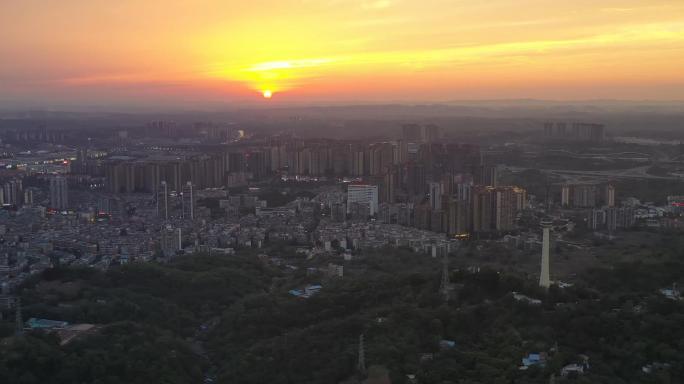 航拍泸州日出朝霞日落晚霞