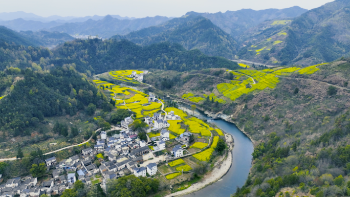 美丽乡村航拍皖南安徽风景徽派建筑