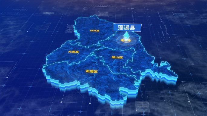 遂宁市蓬溪县三维蓝色科技地图