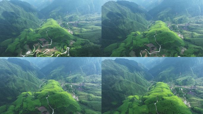 航拍山村盘山公路