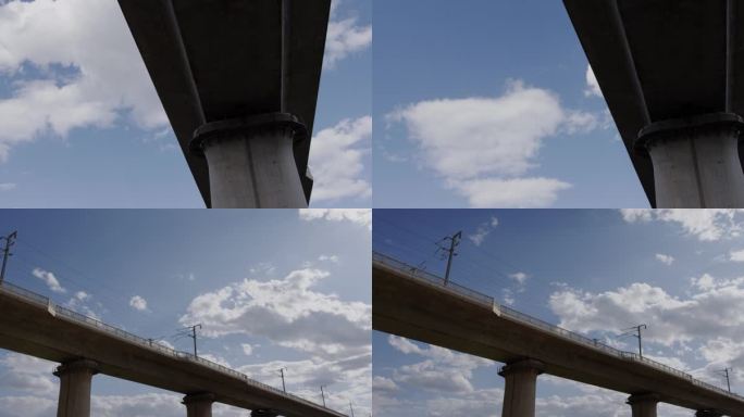 天空空镜头 高铁桥 铁路桥 云 延时