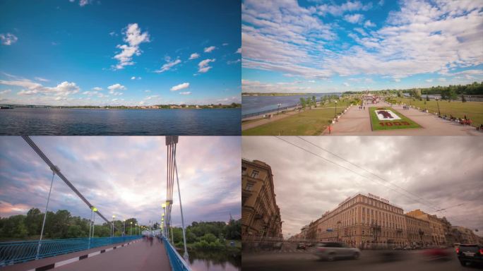 俄罗斯圣彼得堡夏宫街景-伏尔加河等延时