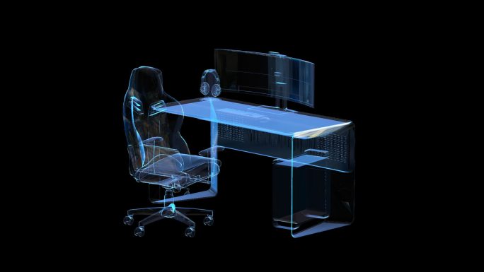 电竞桌椅组合科技全息通道素材