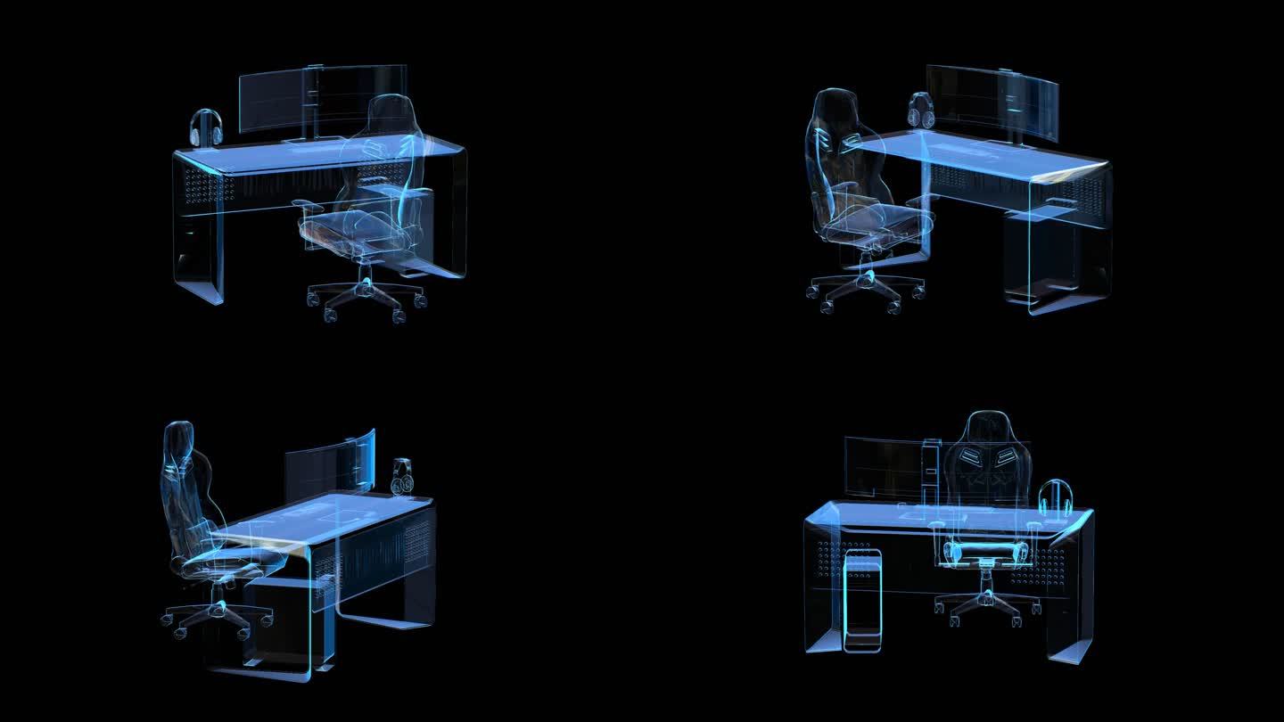 电竞桌椅组合科技全息通道素材