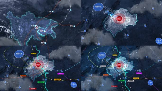 四川简阳市行政地图交通规划路线动画