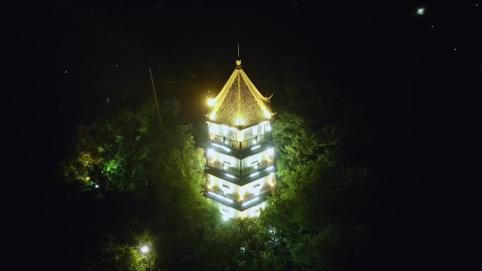 航拍辰山顶塔夜景