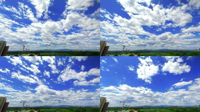 4K天空延时云卷云舒蓝天白云空中移动云朵