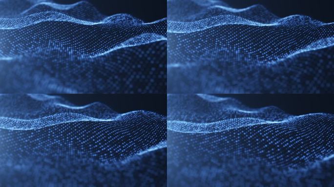 蓝色科技感粒子曲面3D渲染