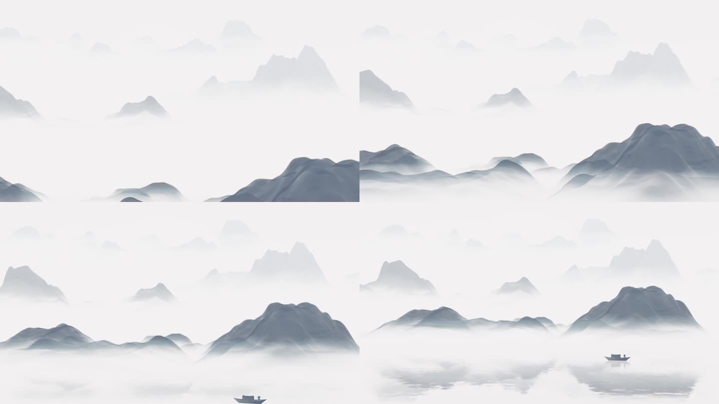 中国风水墨风格山水画