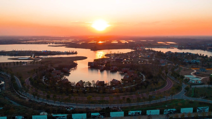 湖北仙桃沔阳小镇夕阳古风古镇湖北旅游露营
