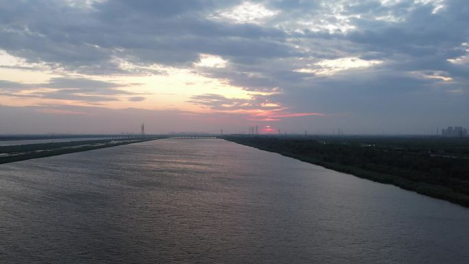 4K 天津 独流减河 湿地 夕阳 风景