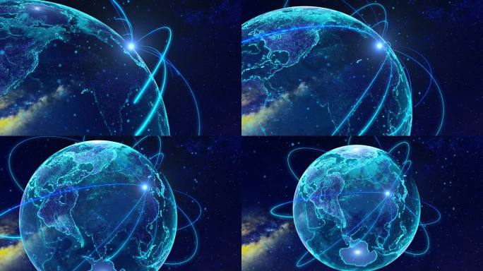 地球互联网科技光线辐射覆盖全球