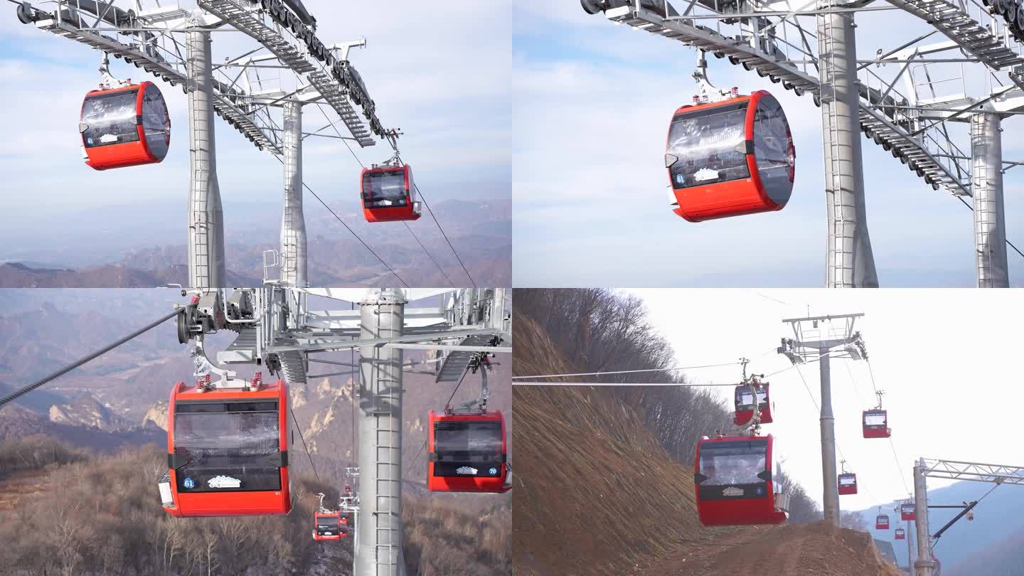 瑞士进口滑雪缆车 4K实拍