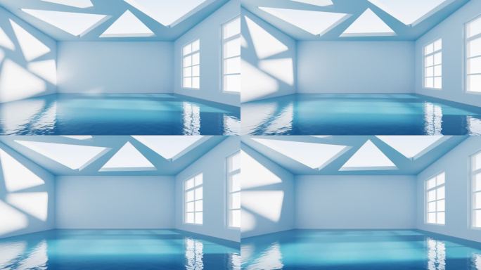 空房间光影变化与水面3D渲染