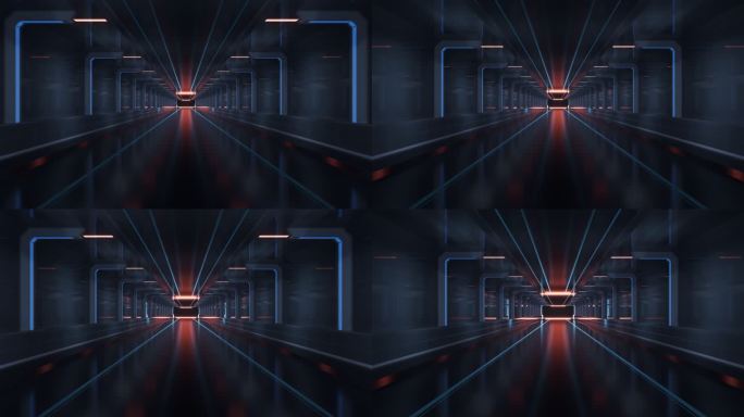 黑暗未来感隧道3D渲染