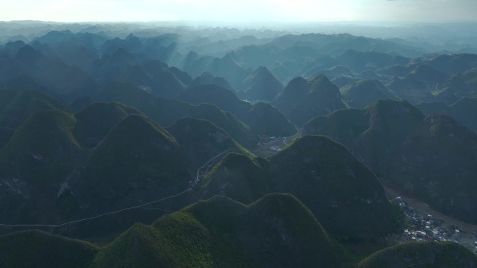 航拍桂林山水喀斯特地貌