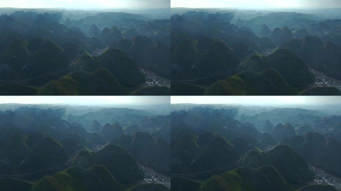 航拍桂林山水喀斯特地貌